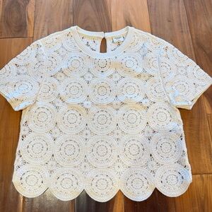 Abercrombie & Fitch White Crochet Short-Sleeve Top New without tags